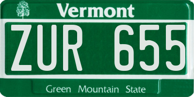 VT license plate ZUR655