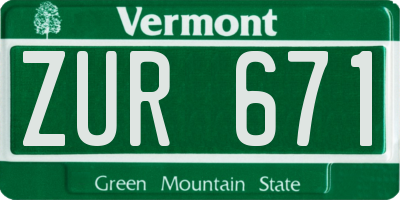 VT license plate ZUR671
