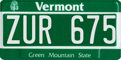 VT license plate ZUR675