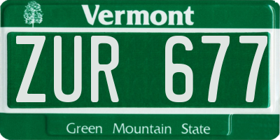 VT license plate ZUR677