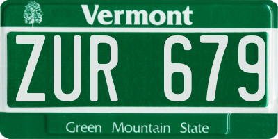 VT license plate ZUR679