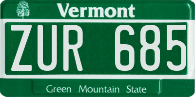 VT license plate ZUR685