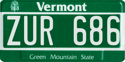 VT license plate ZUR686