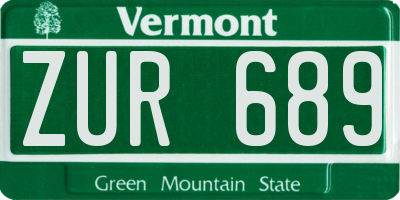 VT license plate ZUR689