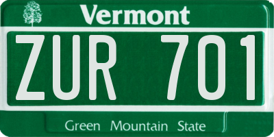 VT license plate ZUR701
