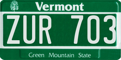 VT license plate ZUR703