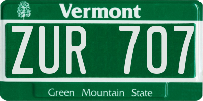 VT license plate ZUR707