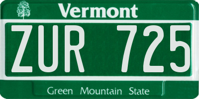 VT license plate ZUR725