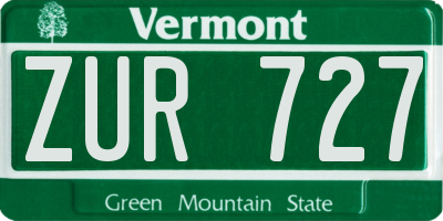 VT license plate ZUR727