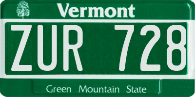 VT license plate ZUR728