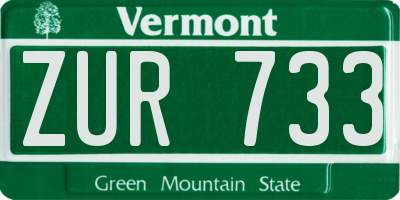VT license plate ZUR733