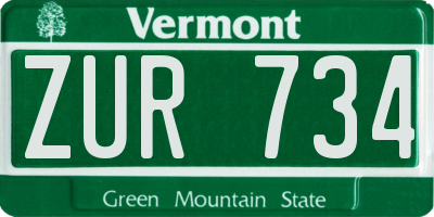 VT license plate ZUR734