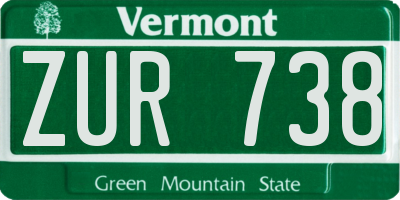 VT license plate ZUR738