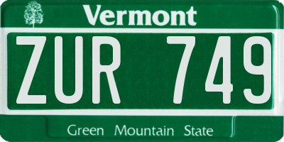 VT license plate ZUR749
