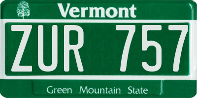 VT license plate ZUR757