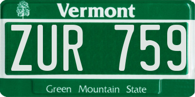 VT license plate ZUR759