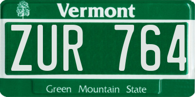 VT license plate ZUR764