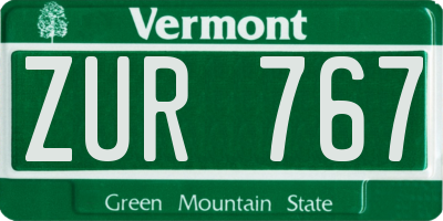 VT license plate ZUR767