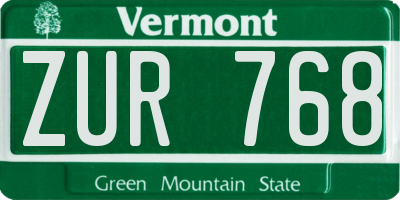 VT license plate ZUR768