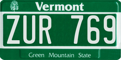 VT license plate ZUR769