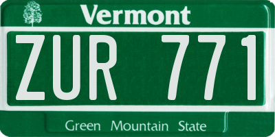 VT license plate ZUR771