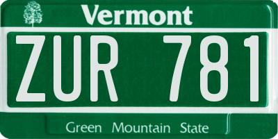 VT license plate ZUR781