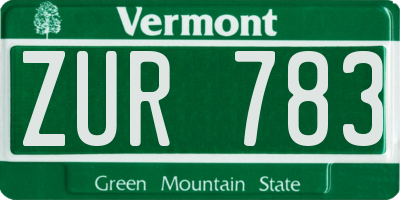 VT license plate ZUR783