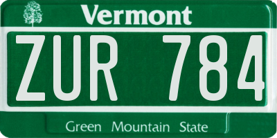 VT license plate ZUR784