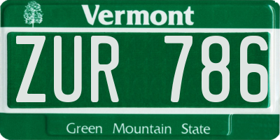 VT license plate ZUR786