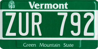 VT license plate ZUR792