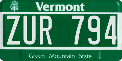VT license plate ZUR794