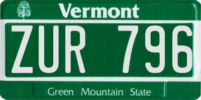 VT license plate ZUR796
