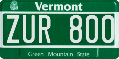 VT license plate ZUR800