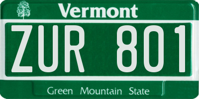 VT license plate ZUR801