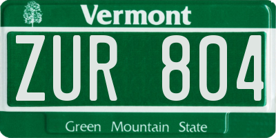 VT license plate ZUR804