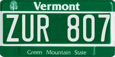 VT license plate ZUR807