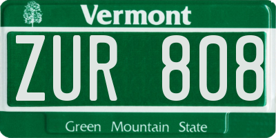 VT license plate ZUR808