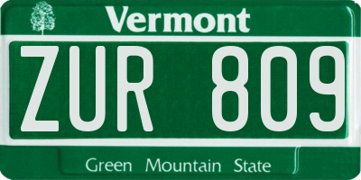 VT license plate ZUR809