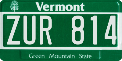 VT license plate ZUR814