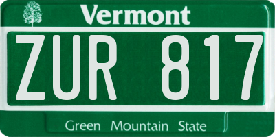 VT license plate ZUR817