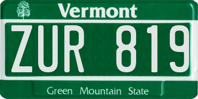 VT license plate ZUR819