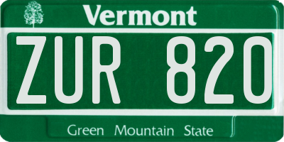 VT license plate ZUR820