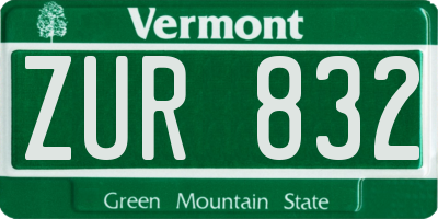VT license plate ZUR832