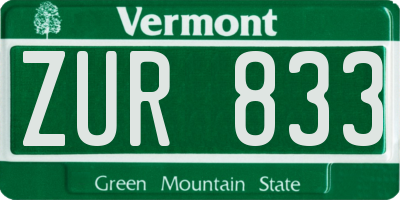 VT license plate ZUR833