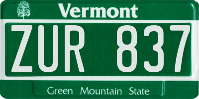 VT license plate ZUR837