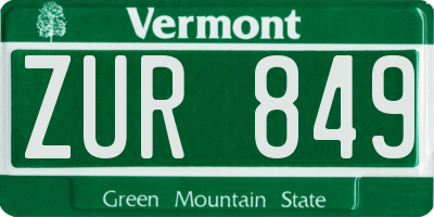 VT license plate ZUR849