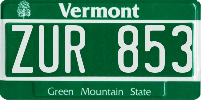VT license plate ZUR853