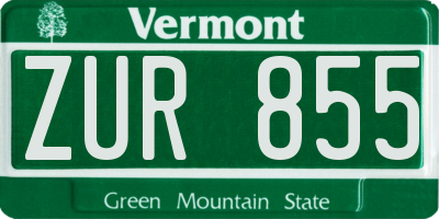 VT license plate ZUR855