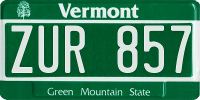 VT license plate ZUR857