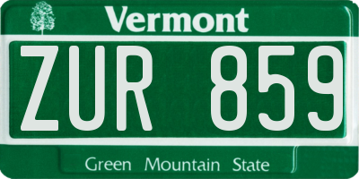 VT license plate ZUR859